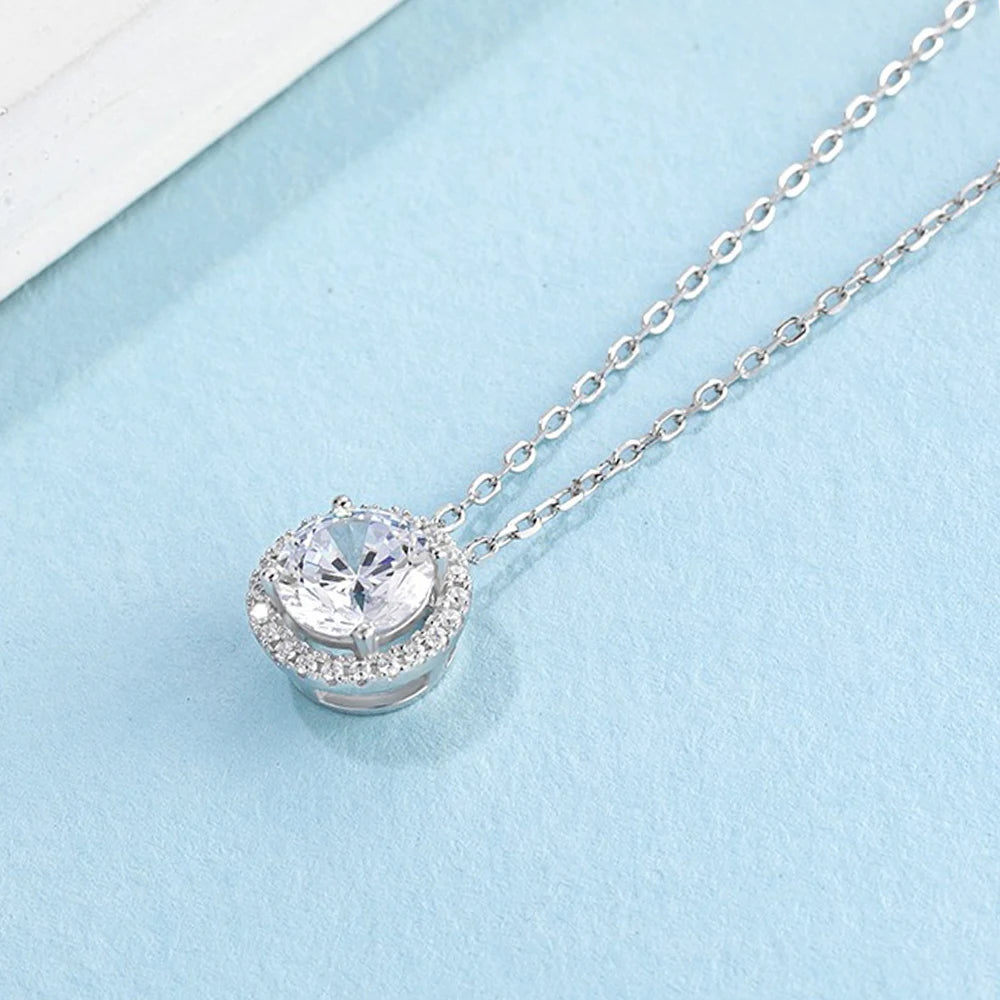 Cross Moissanite Pendant Necklace in Sterling Silver — product view 2