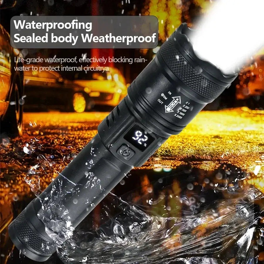 2000LM LED Tactical Flashlight High Power Outdoor Torch