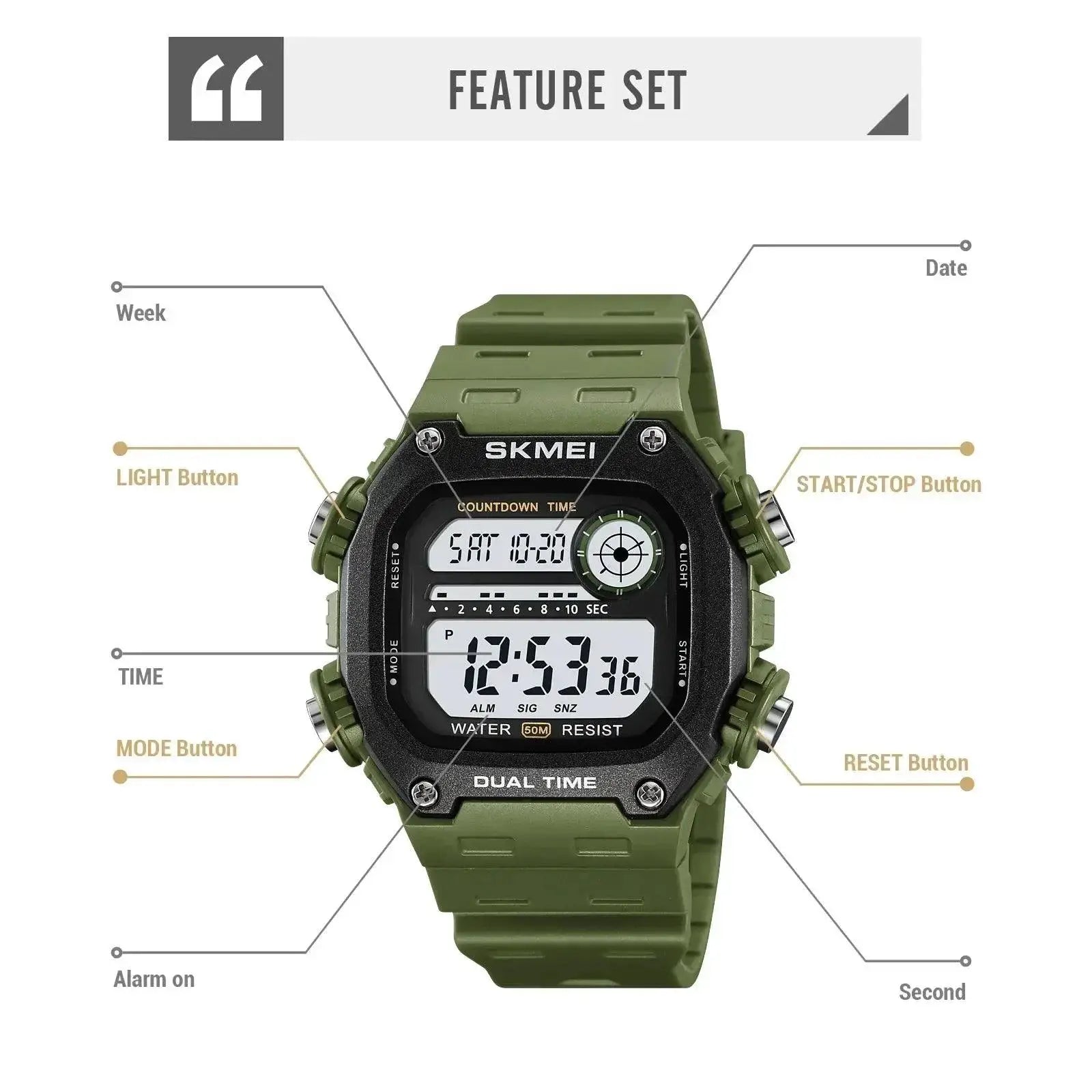 SKMEI Sports Chronograph Watch Waterproof Fitness Tracker