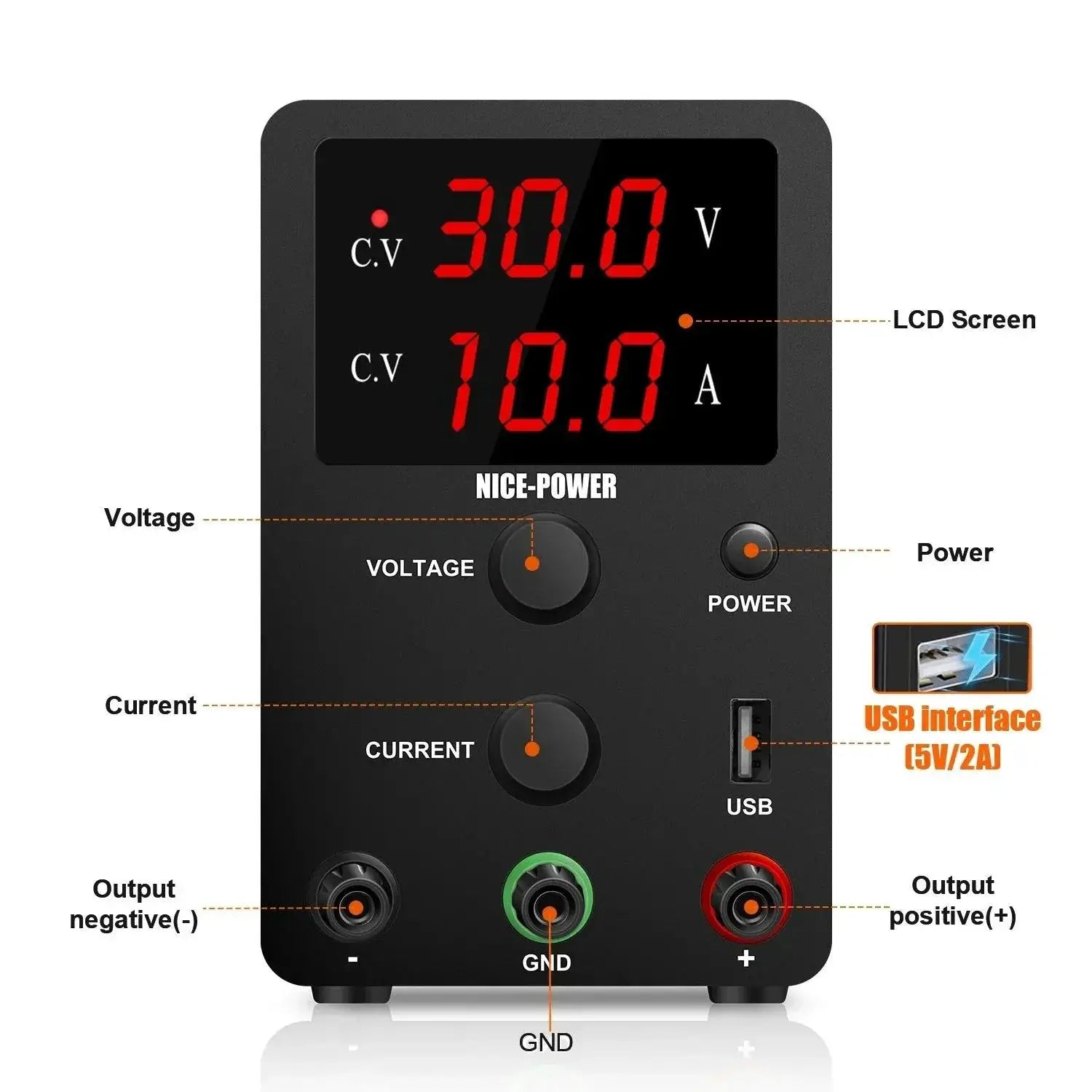 Adjustable Lab Power Supply High Efficiency Precision Control