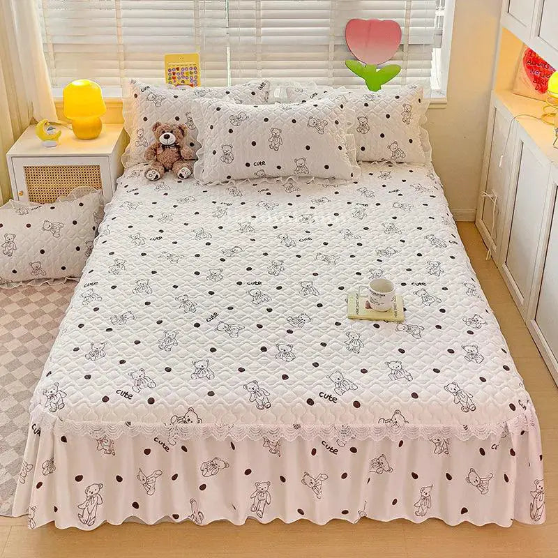 Bonenjoy Cartoon Style Bed Skirt With Ruffled Lace