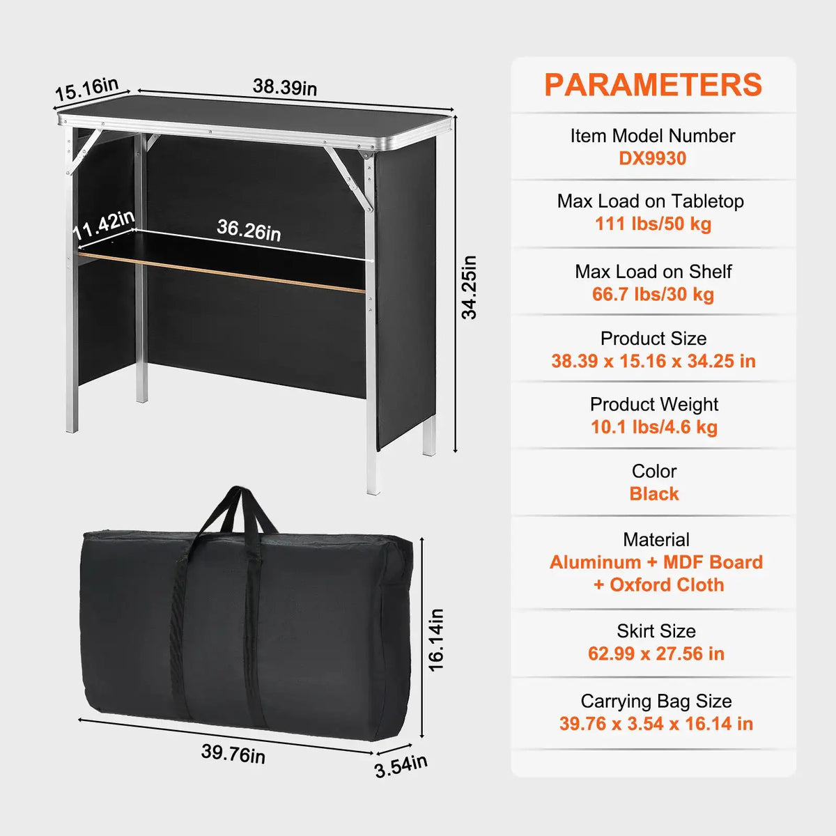 Foldable Portable Bar Table Black — product image 6