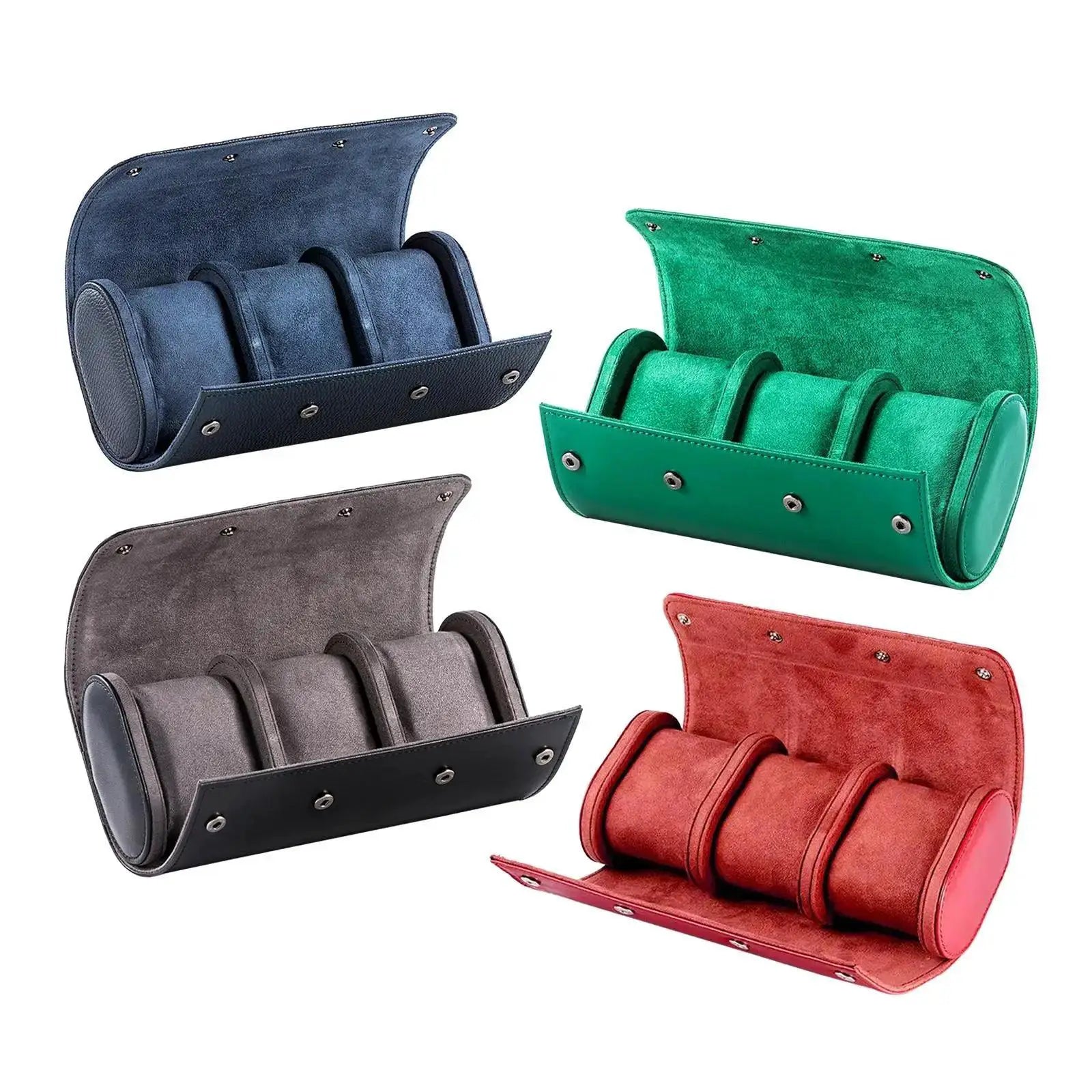 Vintage Leather Watch Roll Travel Case for Watches