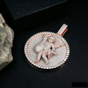 Gold Rose Gold Plated Cherub Angel Medallion Pendant Full Micro