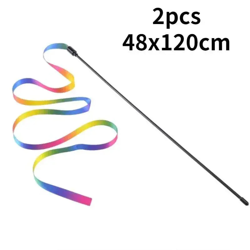 Rainbow Cat Teaser Wand for Playtime Fun — product view