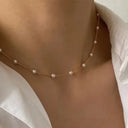 New Beads Women's Kpop Pearl Choker Necklace Gold 2024