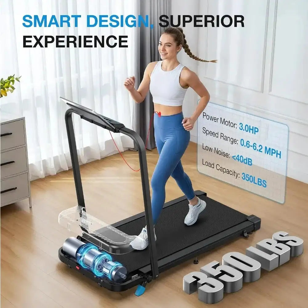 Folding Home Treadmill with Incline and Handle Bar | 320+lbs Capacity, Under Desk Suitable, Low Noise for Jogging Running