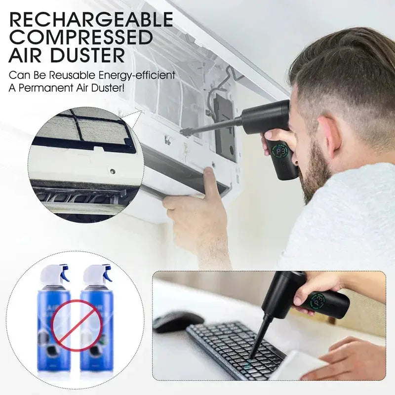 Portable 7500mAh Compressed Air Duster 2 In 1 Blower Vacuum
