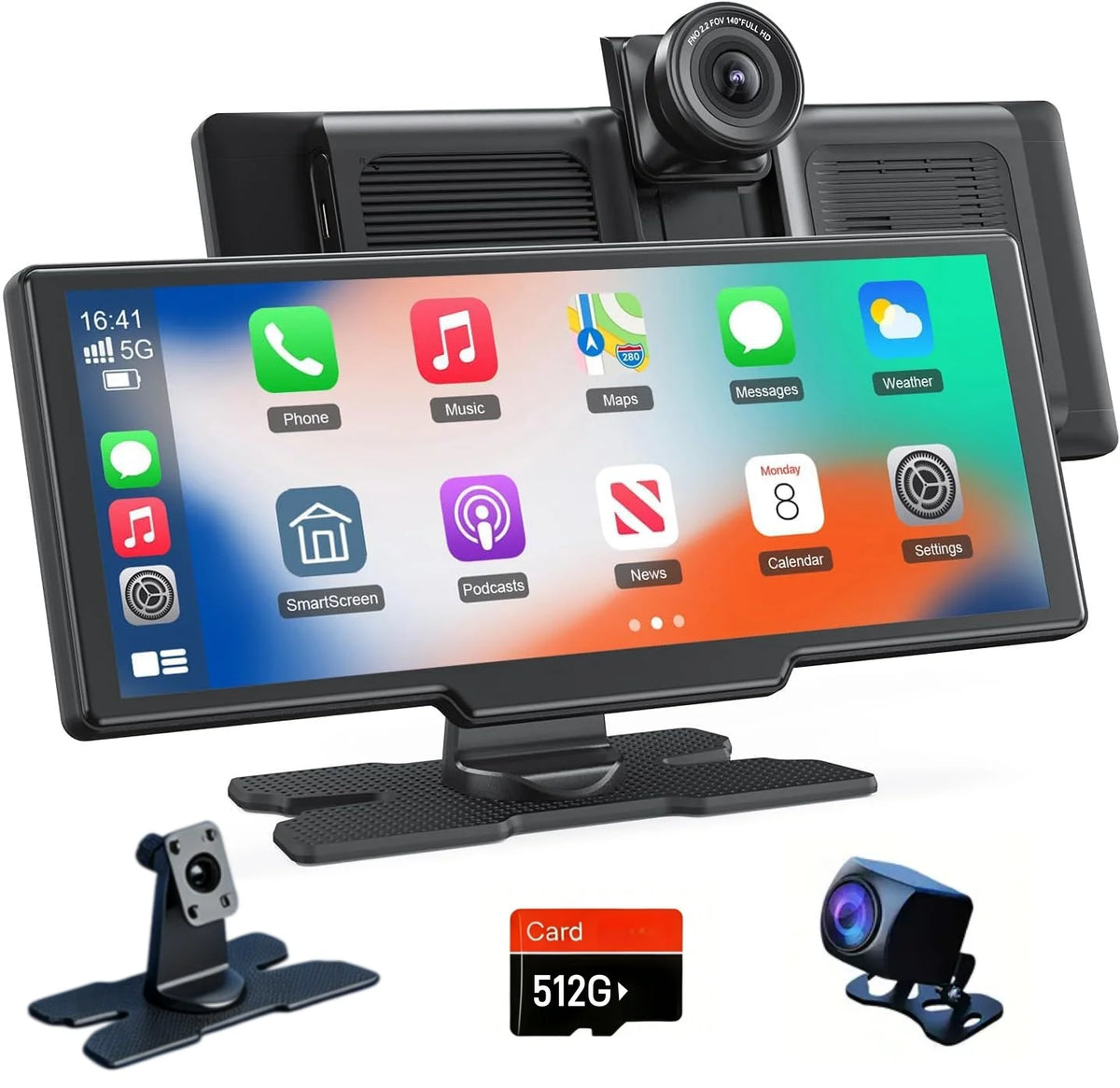 Wireless Apple Carplay Screen for Car with Dash Cam Apple — product view 1