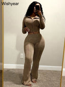 Sportswear Wash Retro Two Piece Pants Set for Women Outfit