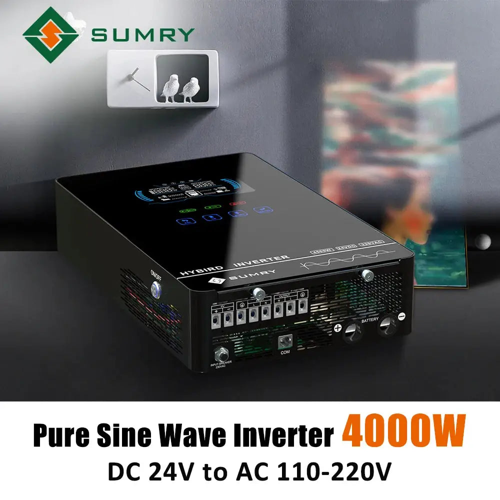 Sumry 4000W Off Grid Hybrid Inverter 24V 140A 5600W MPPT Solar Charger Pure Sine Wave Inverter for Home 6.25 Inch LCD Display