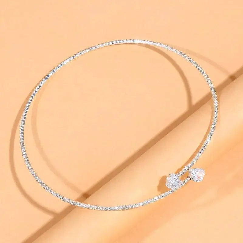 Rhinestone Heart Choker Necklace Neo Gothic Collar