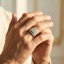 Moissanite Ring in Sterling Silver Heavy