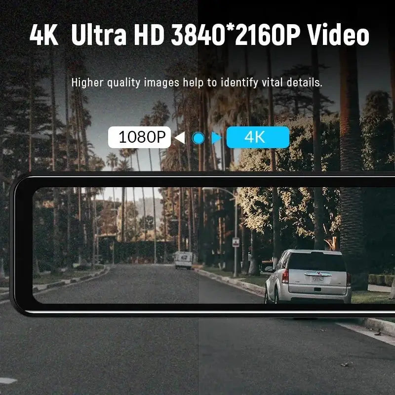 ACCEO 4K WIFI Dash Cam 12 Inch Rearview Mirror Car DVR Recorder - stepyours.com