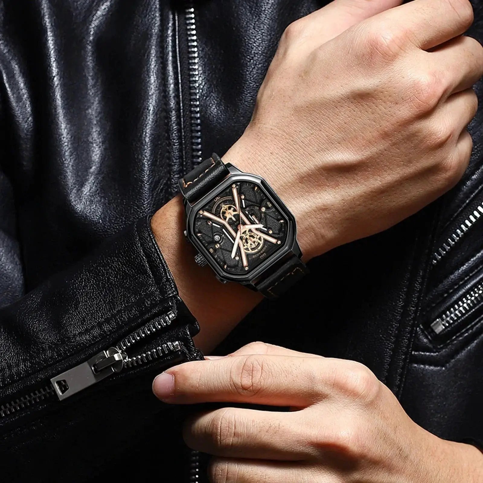Chronograph Leather Watch Stylish Precision Timepiece