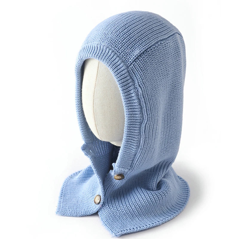 Cashmere Button Knit Balaclava Hat