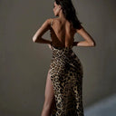 Backless Leopard Maxi Dress for Prom