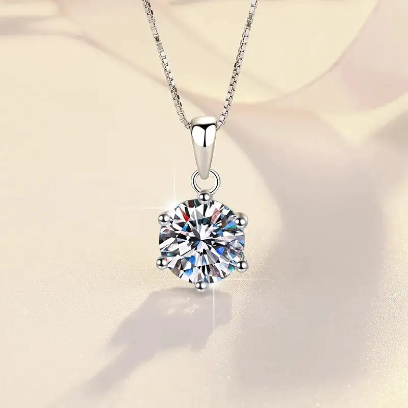 Necklace in Sterling Silver — Moissanite Pendant — product view 2