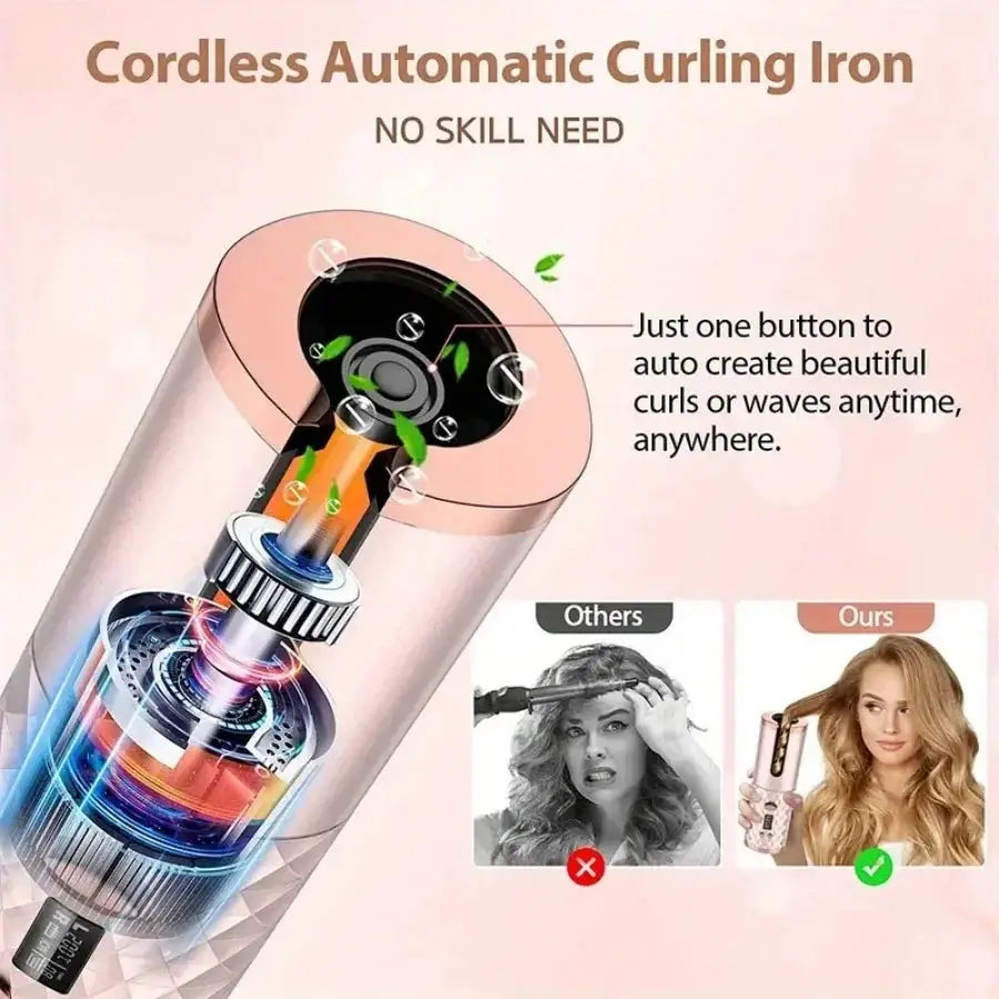 Portable Wireless Hair Curler for Waves and Curls LED - OurLum.com