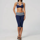 Yoga Set Women Fold Over Waist Capri Leggings