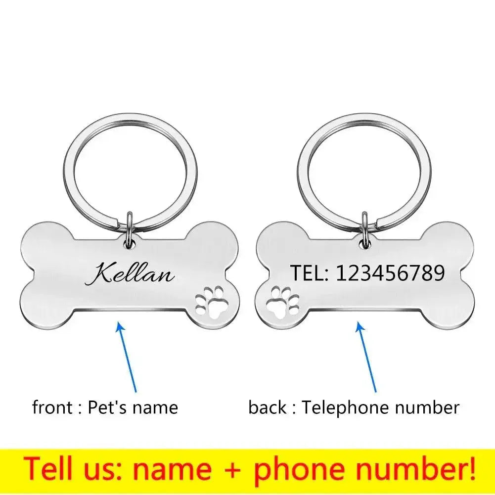 Personalized Pet Identification Tag Engraved Bone Pendant