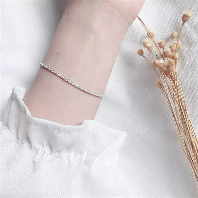 Silver Gypsophila Bracelet Set Women Wedding Jewelry