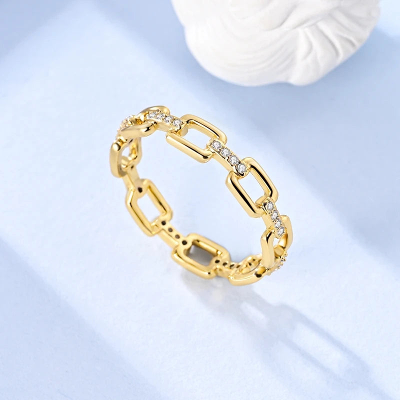 Ring Sterling Silver Sparkling Gold