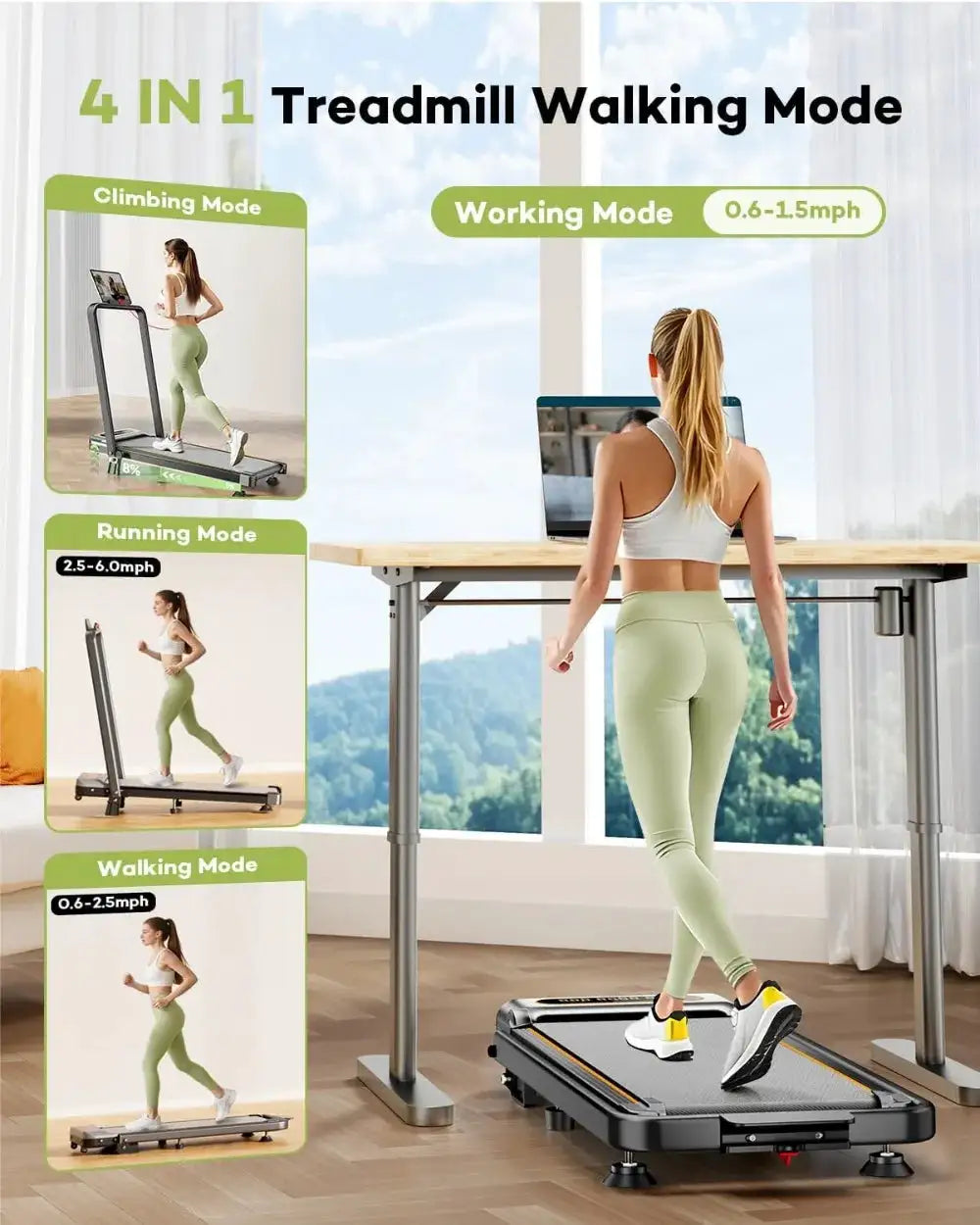 Folding Walking Pad With 15% Incline, RGB Light, Dual Screen, 3.5HP Treadmill For Home, 350Lbs Capacity, Smart App
