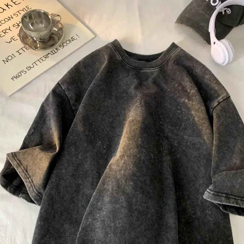 Vintage Oversized Acid Wash Tee Retro Chic Loose Fit Top