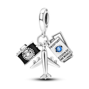 Inlaid Zircon Charm Beads Sterling