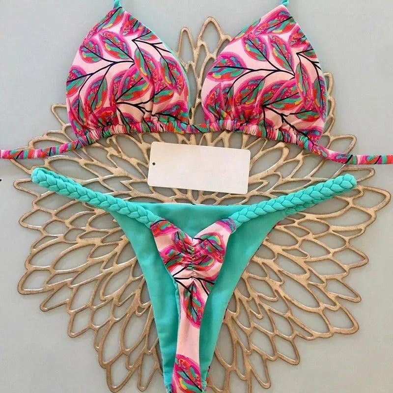 Heart Print Bikini Thong Swimwear Essential Collection