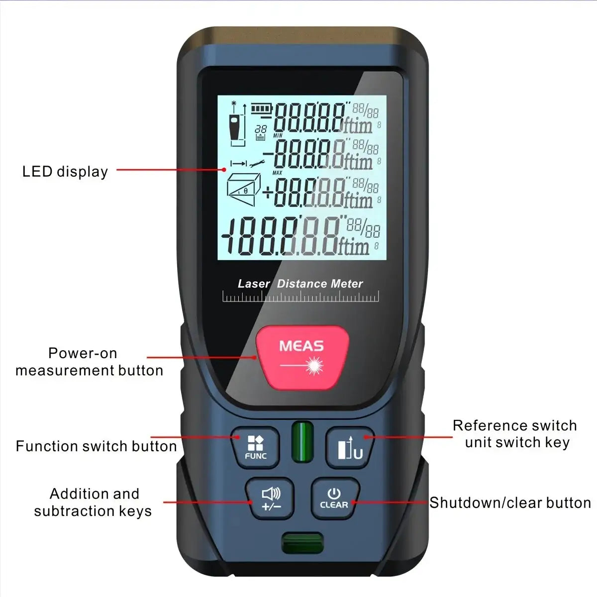 100m Laser Distance Meter 50m Laser Rangefinders Digital Tape with Bubbles Leveling Handheld Trena Range Finder Measurer Ruler