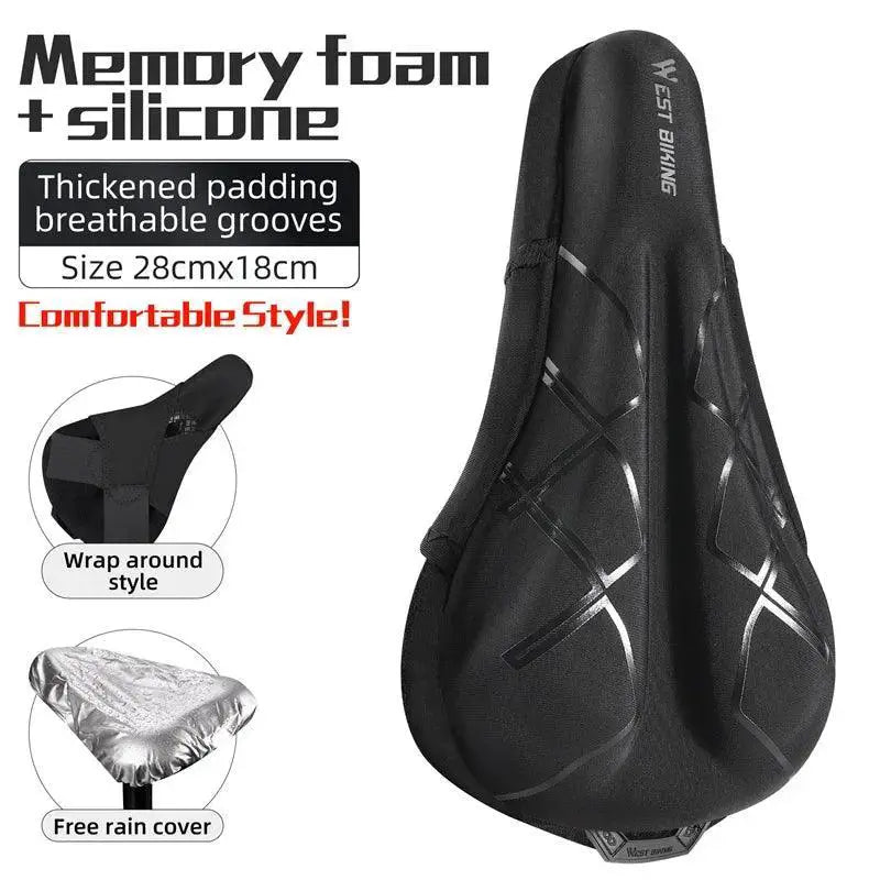Comfortable Bicycle Gel Seat Cushion With Memory Foam Cover