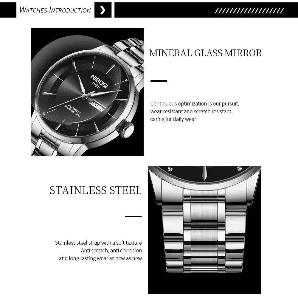 Nibosi Men Waterproof Quartz Watch Timepiece Date Display