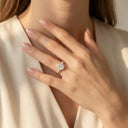 Moissanite Ring in Sterling Silver Oval
