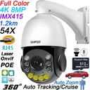 Auto Tracking 8MP 4K PTZ Security Camera