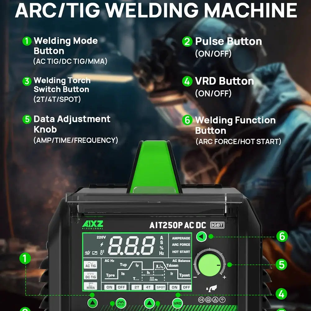 AIXZ AIT250P AC/DC Pulse TIG Welder — product view 2