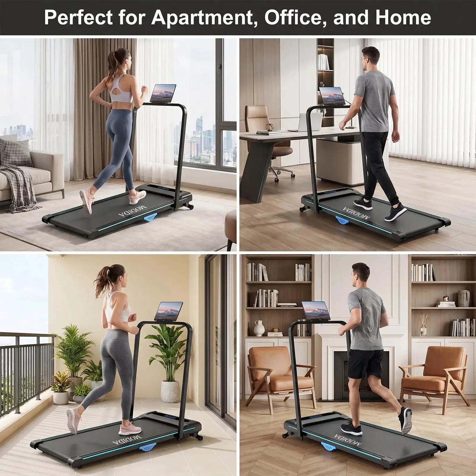 Under‑Desk Walking Pad Treadmill With Foldable Handrail, 2‑in‑1 Walk Jog Run Machine, 3.5HP Ultra‑Quiet Brushless Motor, 300LBS Capacity, 12‑Speed Wireless Remote, Shock Absorption Cushioned Belt, LED Real‑Time Di
