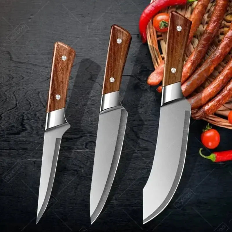 Compact Stainless Steel Meat Cleaver Boning Knife Sheath