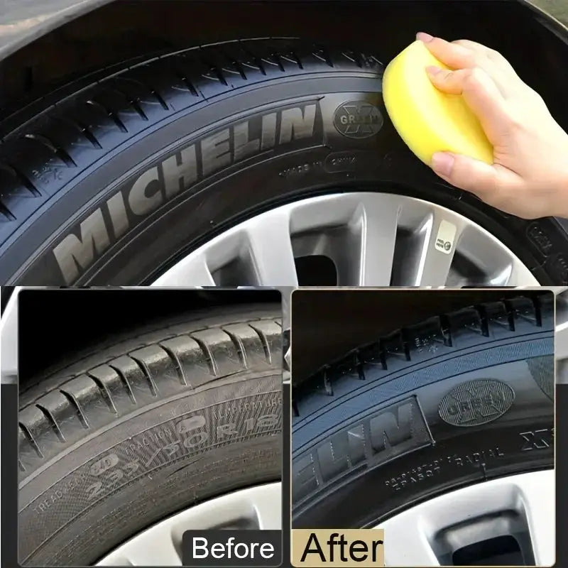 KJM Black Shiny Tire Wax - Durable, Long-Lasting Protection and Repair for All Kinds of Tires - Prevents Cracks and Whitens