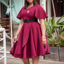 Urban Wind Flared Sleeves Dress Chic Plus Size Style