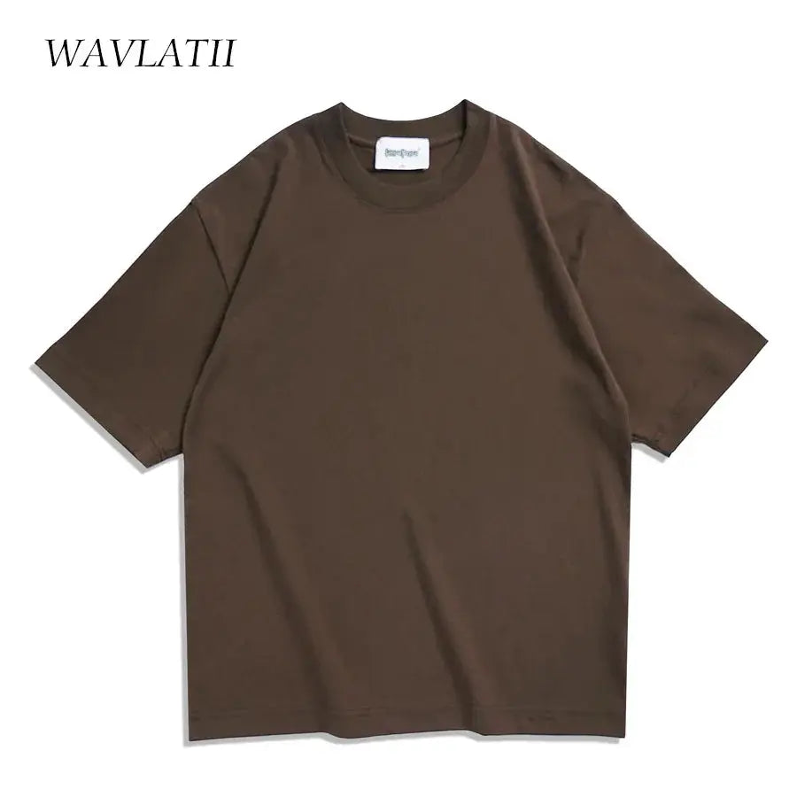 WAVLATII Oversized Summer T Shirts For Women And Men Brown - OurLum.com