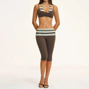 Fitness Set Women Stripes Polka Dot Capri