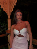 YuooMuoo Women Bodycon Knit Dress Sleeveless Knee Length Party Streetwear Summer