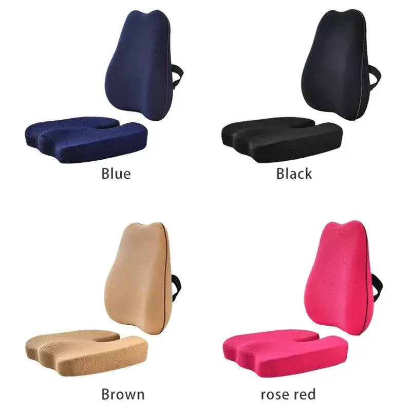Ergonomic Memory Foam Seat Cushion and Back Pillow Set