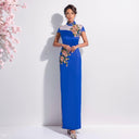 Blue Chinese Bride Evening Gown for Elegant Banquets Events