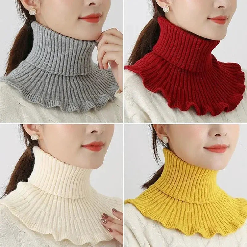Warm Knitted Collar Women Turtleneck Detachable Neck Scarf