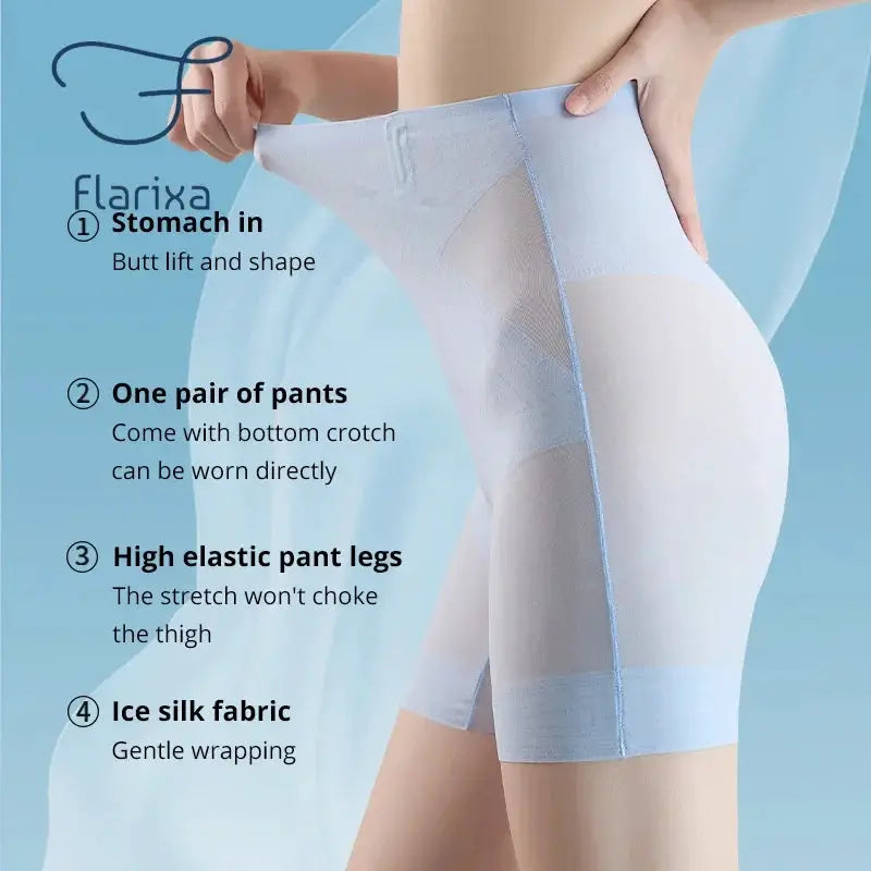 Flarixa Ultra Thin Ice Silk Safety Shorts High Waist Women