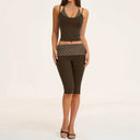 Fitness Set Women Stripes Polka Dot Capri