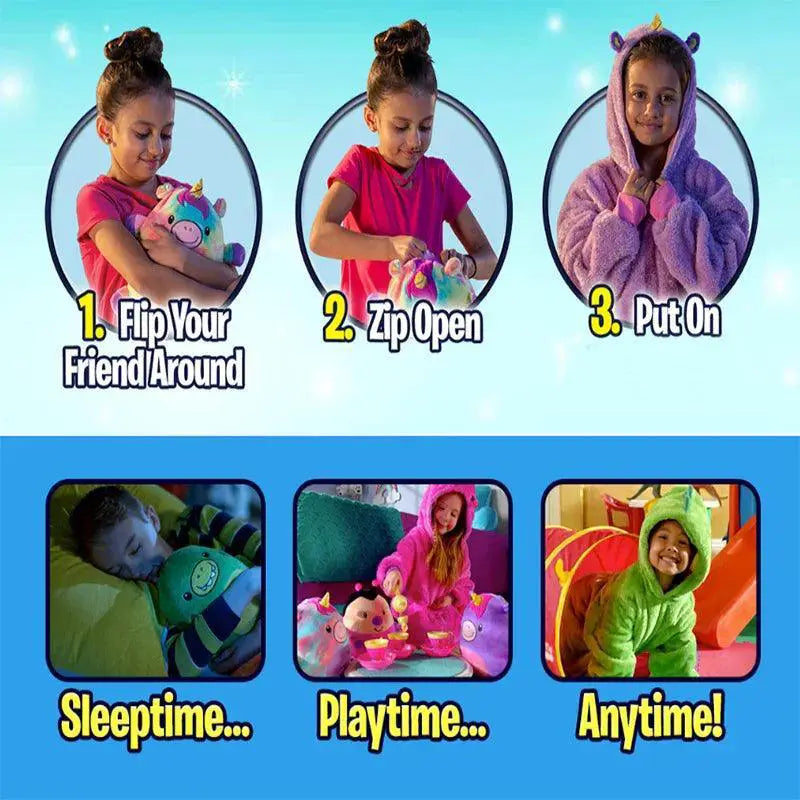 Cartoon Pets Hoodie Blanket For Kids Wearable Pajamas